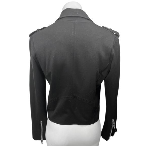 BlankNYC Women's Black Asymmetrical Zip Collar Moto Biker Bomber Coat Jacket S - Picture 2 of 5